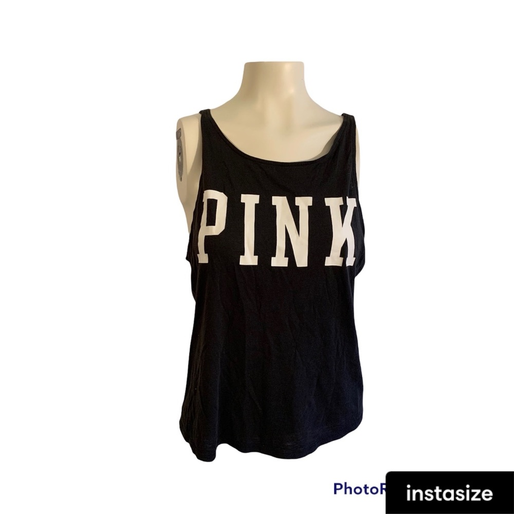 Victoria's Secret Pink black logo tank top